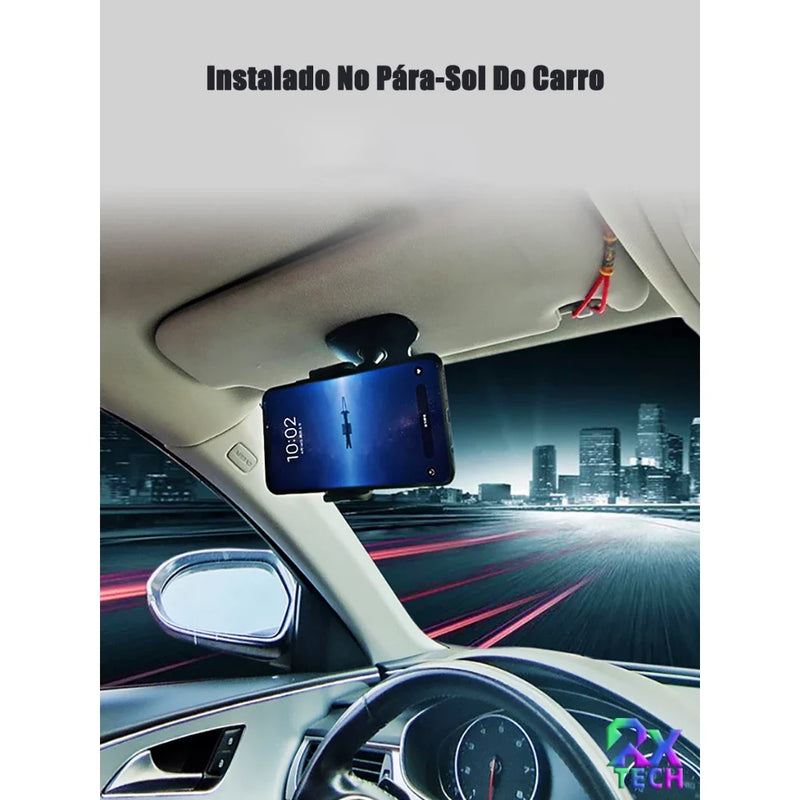 Suporte Para Celular Gps Carro Painel Retrovisor Veicular Universal Rotação 360 Graus Ajustável De Telefone