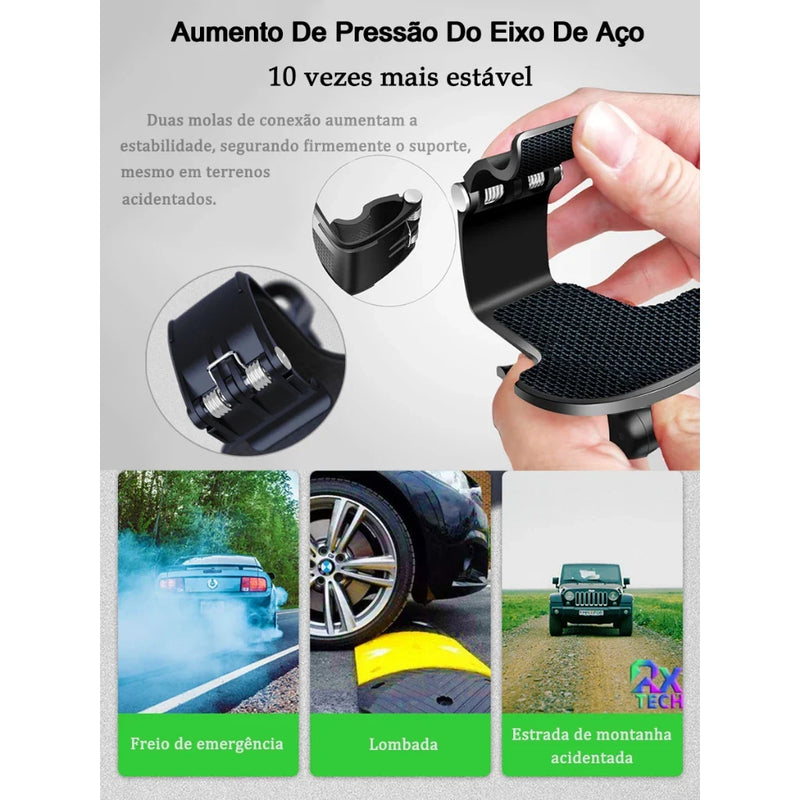 Suporte Para Celular Gps Carro Painel Retrovisor Veicular Universal Rotação 360 Graus Ajustável De Telefone
