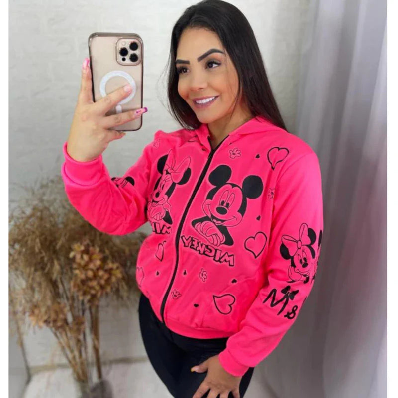 Casaco feminino adulto MINNIE MICKEY  Moletom poliester flanelado   estampa exclusiva