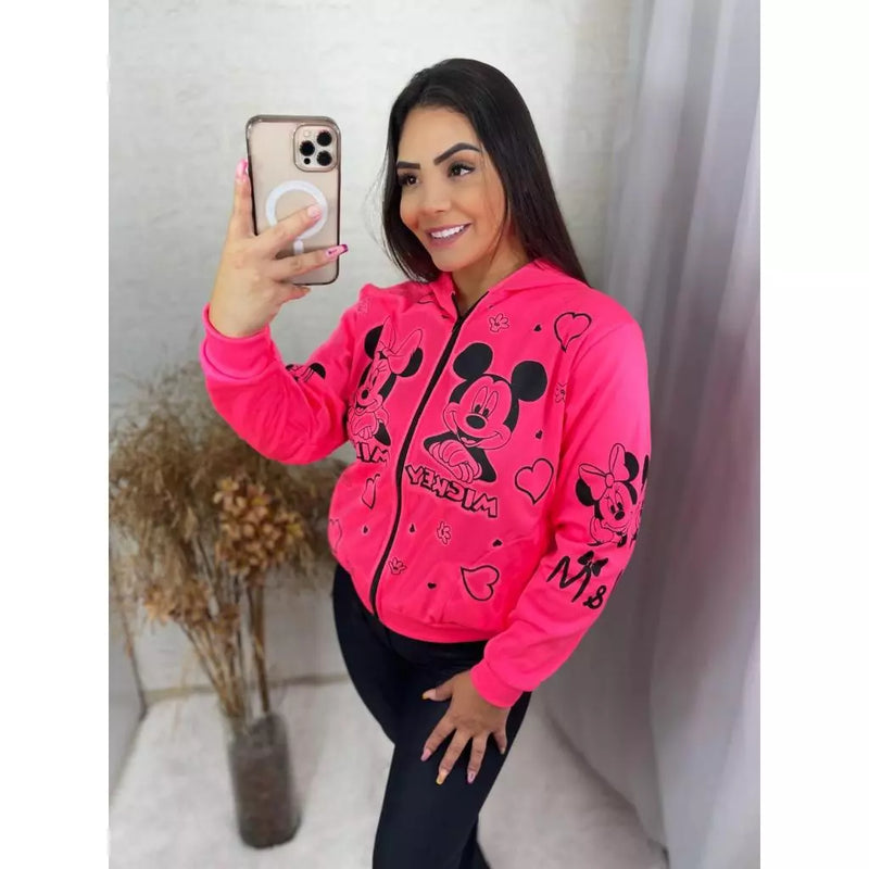 Casaco feminino adulto MINNIE MICKEY  Moletom poliester flanelado   estampa exclusiva