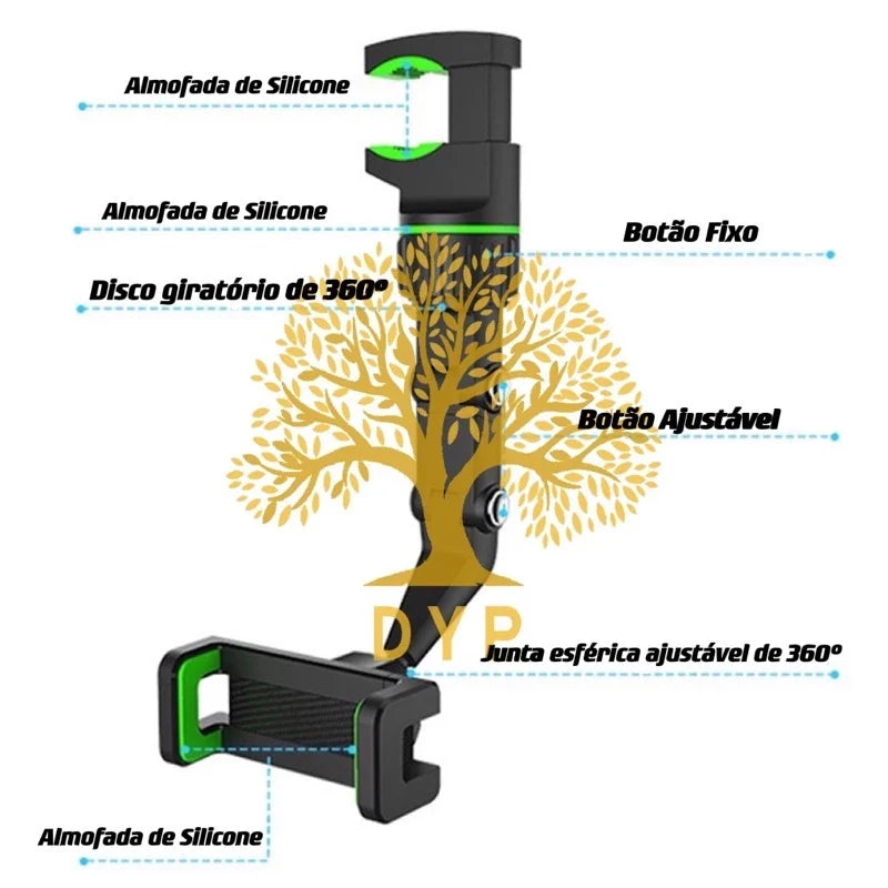 Nova Multifuncional 360 Graus Rotatable Auto Espelho Retrovisor Assento Pendurado Clipe Suporte Do Telefone Celular Para O Carro PRONTA ENTREGA