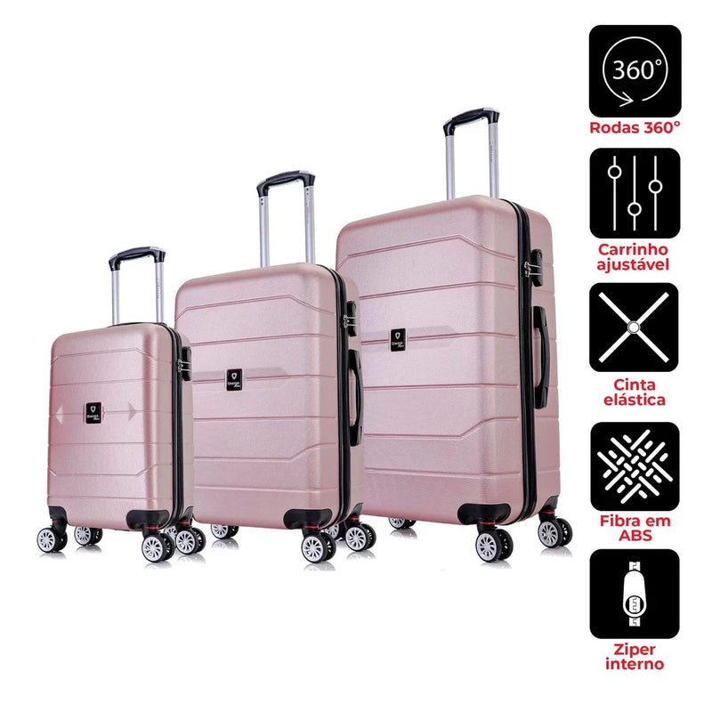Conjunto de malas de viagem PMG Tóquio Swiss Move Rose