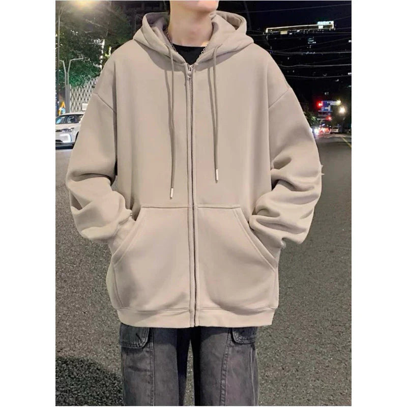 Moletom Blusa Aberto Com Ziper e Capuz  de Frio INVERNO LISO CASACO