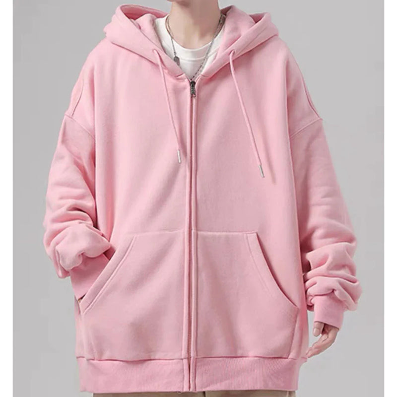 Moletom Blusa Aberto Com Ziper e Capuz  de Frio INVERNO LISO CASACO