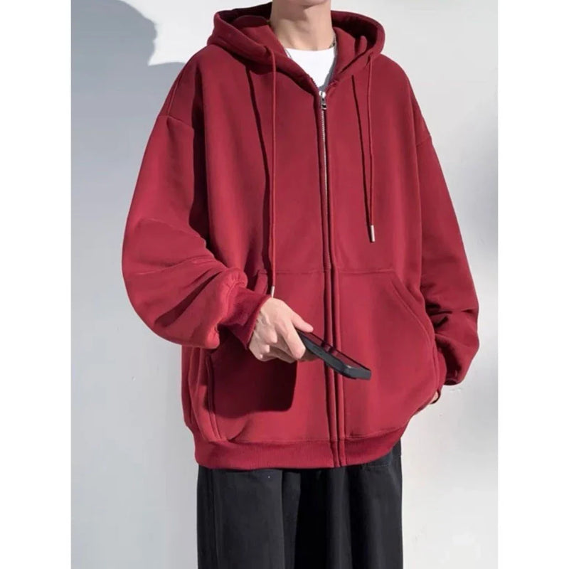 Moletom Blusa Aberto Com Ziper e Capuz  de Frio INVERNO LISO CASACO