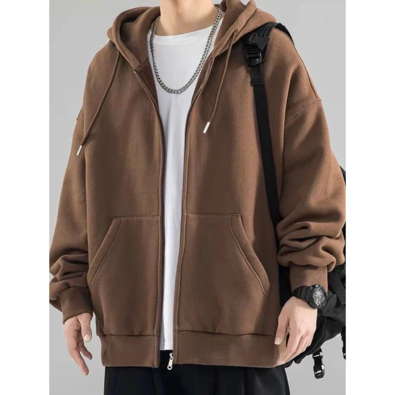 Moletom Blusa Aberto Com Ziper e Capuz  de Frio INVERNO LISO CASACO